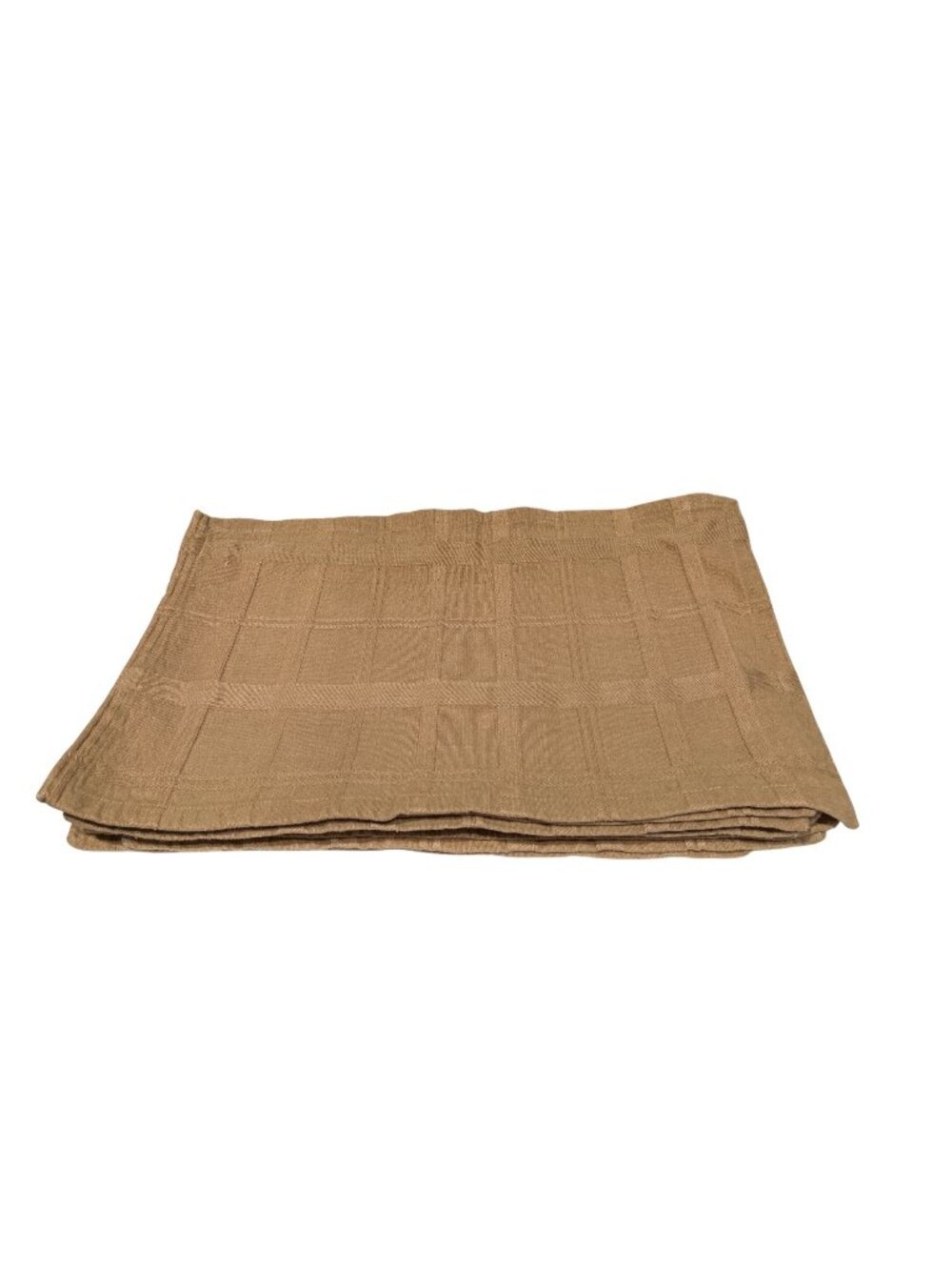 Set Of 6 Khaki Woven Cotton Napkins Textured Plaid Pattern Boho Fall 18” x 12.5”